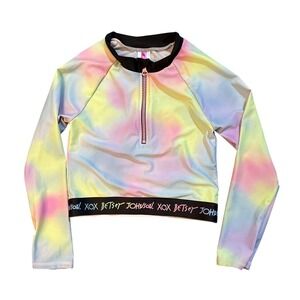 Betsy Johnson Long Sleeve 1/4 Zip Tie Dye Swimsuit Top Girls Sz 10